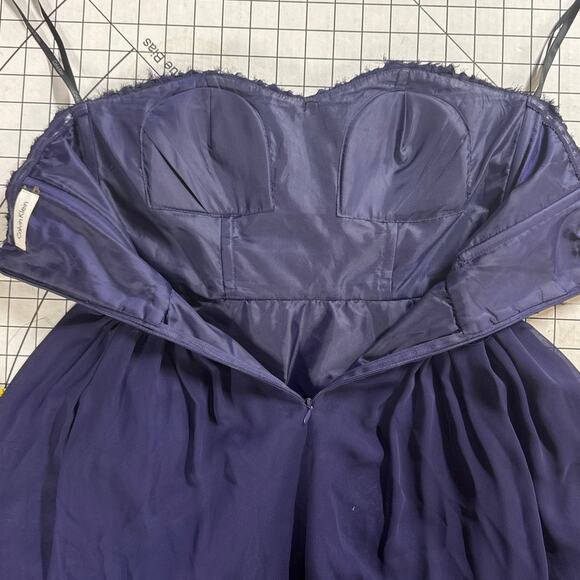 Calvin Klein Purple Floral Bodice Strapless Sheer Layer Mini Dress Women 0 - Picture 7 of 9